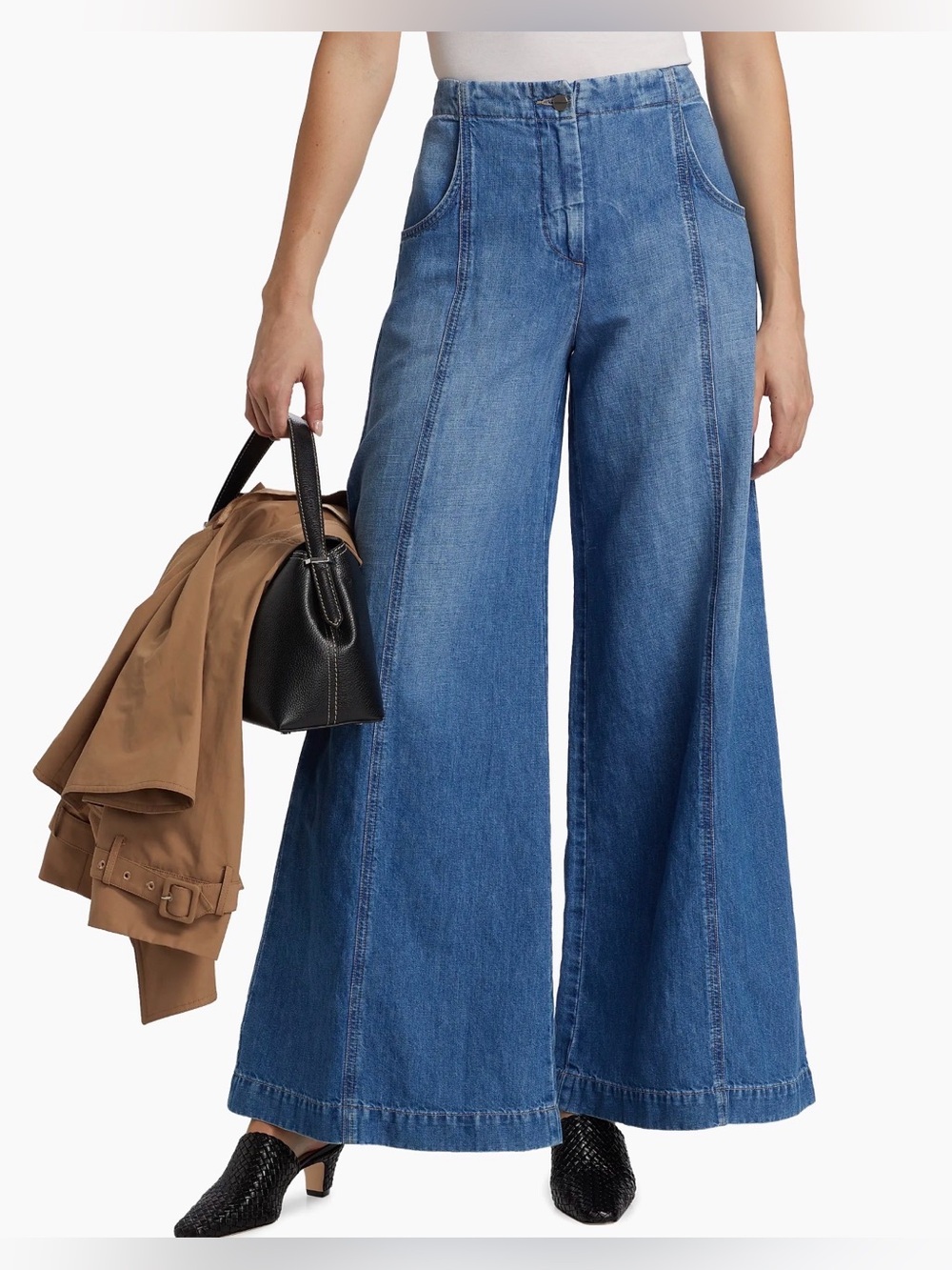 TWP Dancing In The Dark Wide-Leg Cotton Linen Jeans Vintage Wash Size 30 - Picture 3 of 16